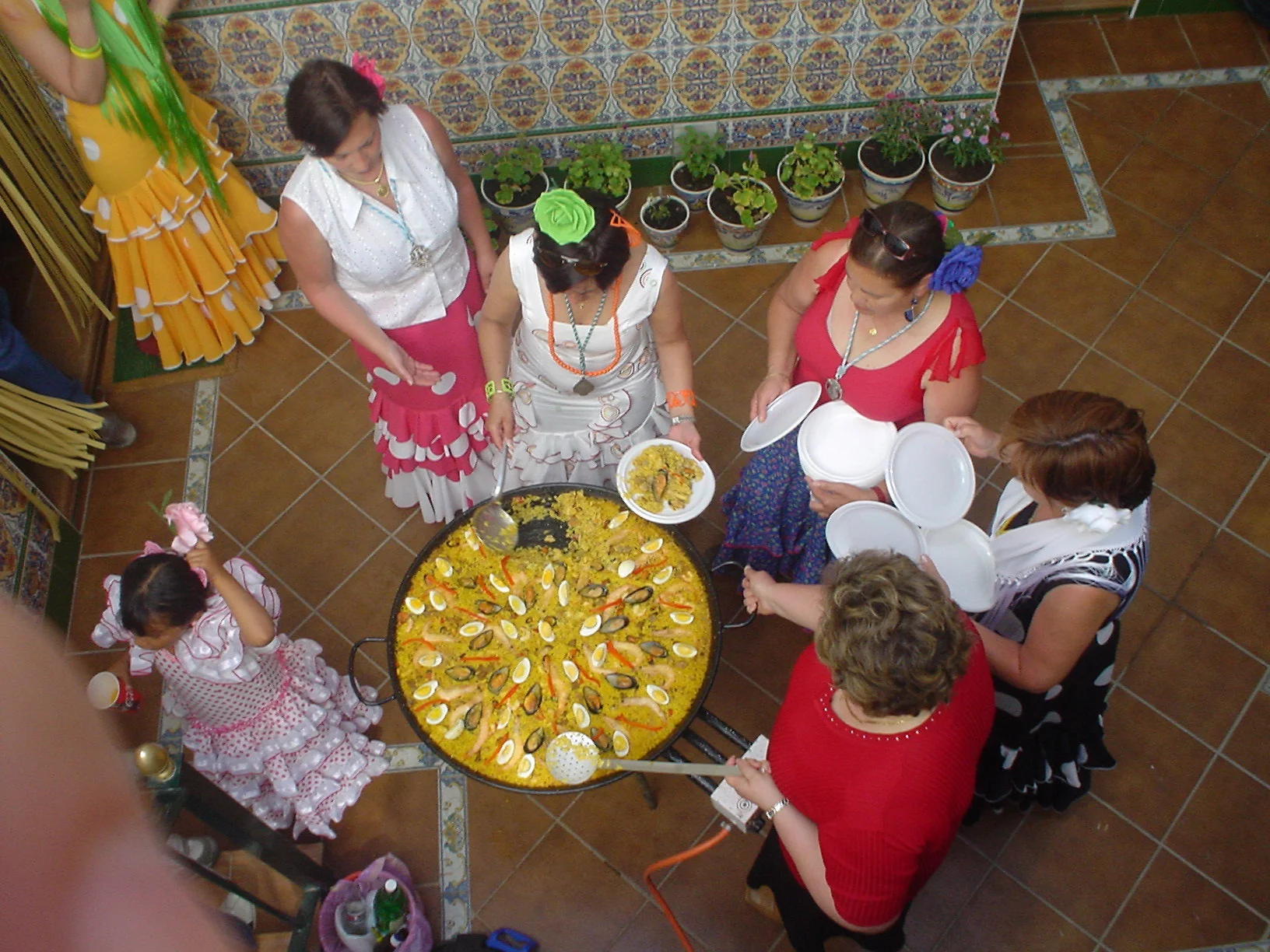 Cocina de arroz con marisco